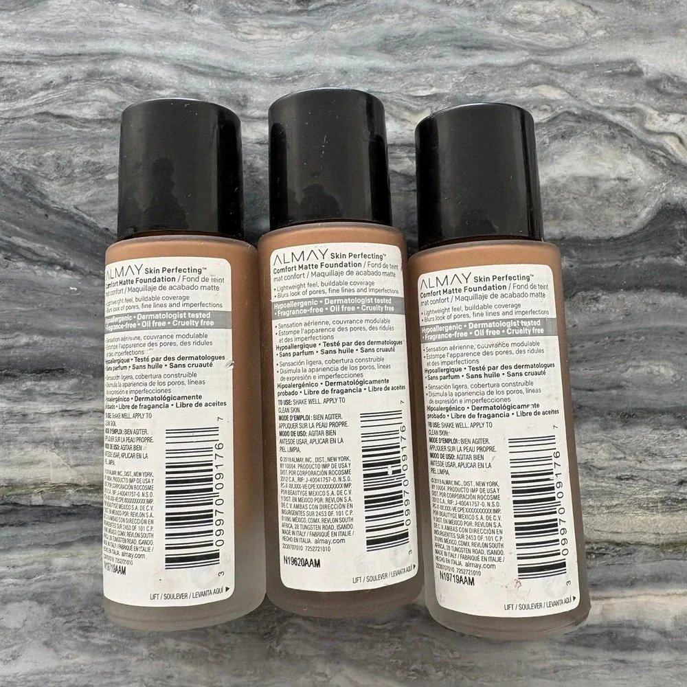 3x Almay Skin Perfecting Comfort Matte Foundation 190 Neutral Toasted Almond